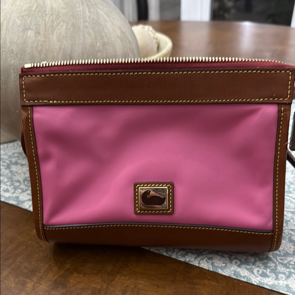 Dooney & Bourke Pink and Brown Crossbody Bag with Textured Leather